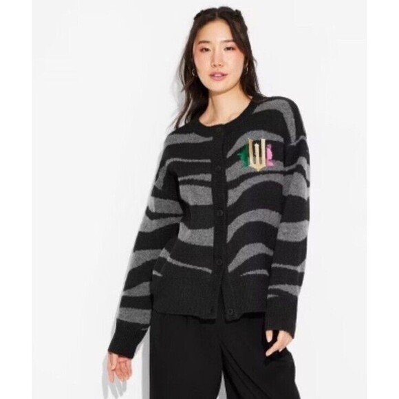 Wicked Graphic Cardigan Paul Tazewell By Target Black/Gray Zebra Strip XL - Picture 1 of 6